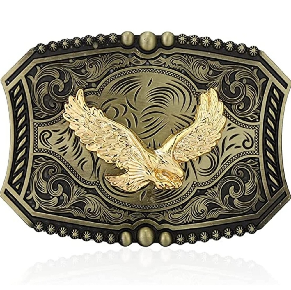 New western flying eagle hawk falcon belt buckle